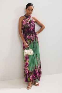 Phase Eight Dahlia Printed Dress Purple Green Multi