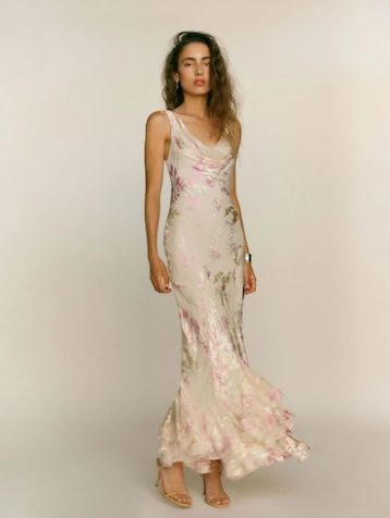 Reformation Evanthe Floral Maxi Dress Summer Haze Pink Multi