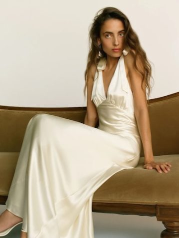 Reformation Pernille Silk Dress, Ivory Bridal Silk
