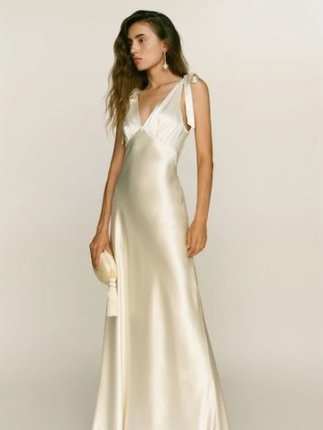 Reformation Pernille Silk Dress, Ivory Bridal Silk