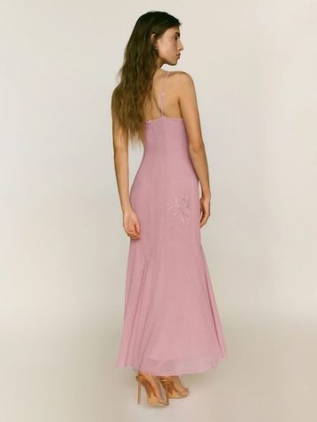 Reformation Ziva Embroidered Maxi Dress Rose Taffy Pink Blush
