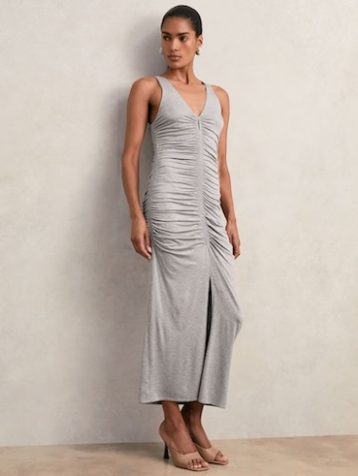 Reiss Alessandra Ruched Dress Grey