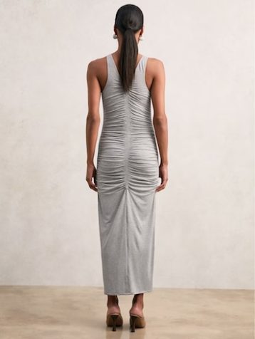Reiss Alessandra Ruched Dress Grey