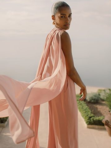 Reiss Farley Wide-Leg Cape Jumpsuit, Pink