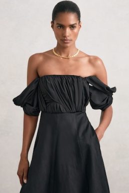 Reiss Petra Draped-Front High-Neck Midi Dress Black