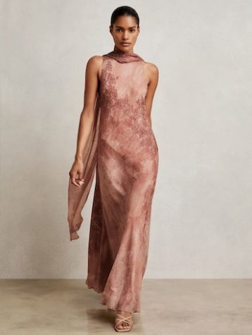 Reiss Lola Reiss | NYBG Floral Ruched Jersey Dress Khaki