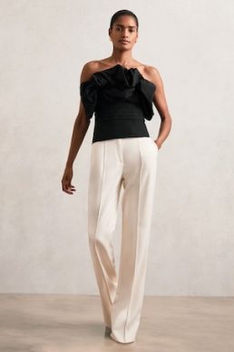 Reiss Sabrina Sculptural Strapless Top Black