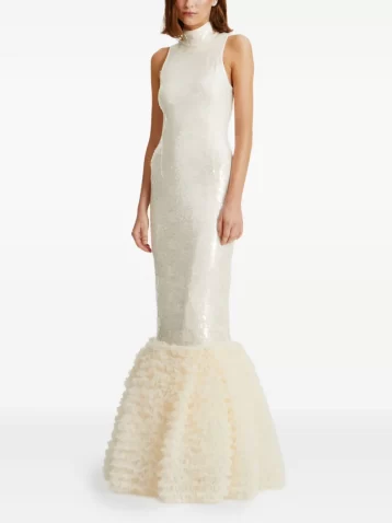ROTATE BIRGER CHRISTENSEN sequin-embellished ruffled gown Ivory