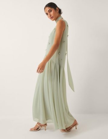 Monsoon Elodie sleeveless embellished maxi dress green