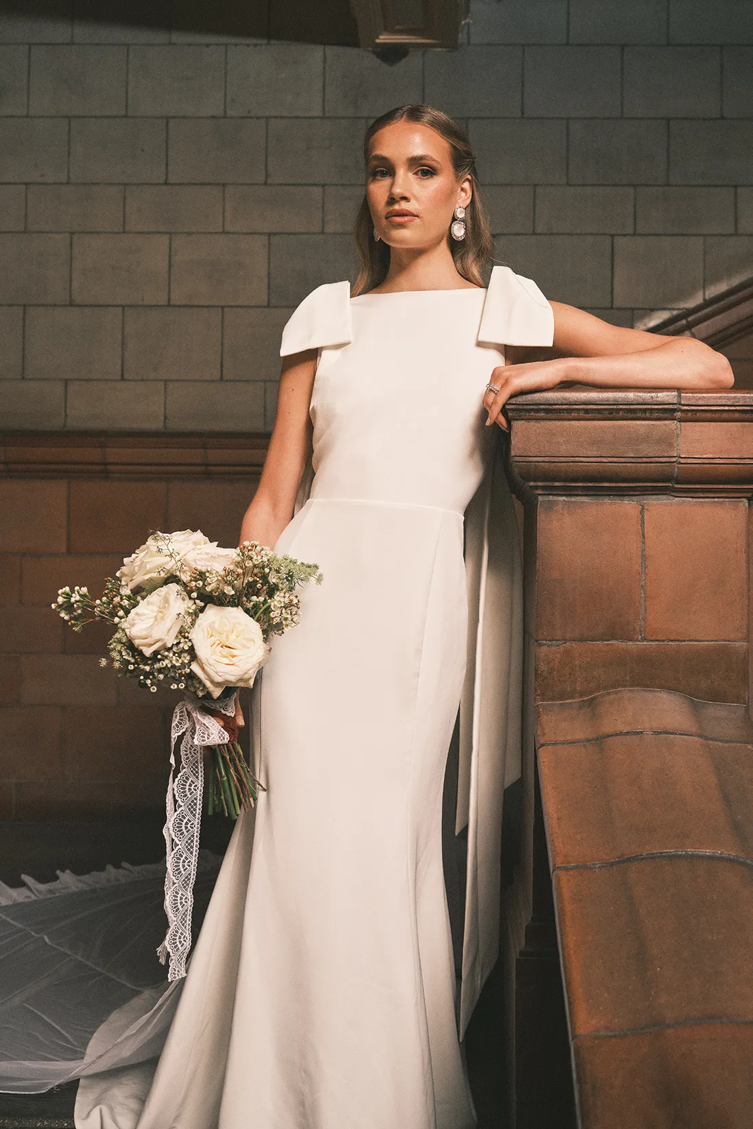 Bow Detail Button Back Maxi Wedding Dress