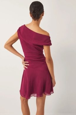 Monsoon Dona off the shoulder mini dress red dark pink