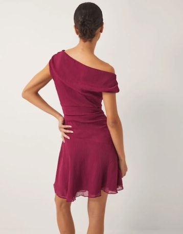 Monsoon Dona off the shoulder mini dress red dark pink