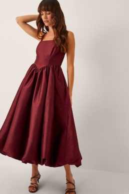 Monsoon Mya fit and flare midi dress Red burgundy