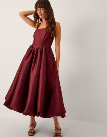 Monsoon Mya fit and flare midi dress Red burgundy