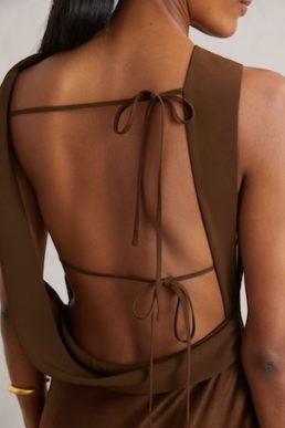 Reiss Alula Back Detail Midi Dress Bronze