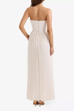 Reiss Marcella Pleated Georgette Maxi Dress Ivory