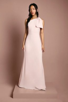 Coast Honoured Bow One Shoulder Maxi Bridesmaid Dress Blush Pink