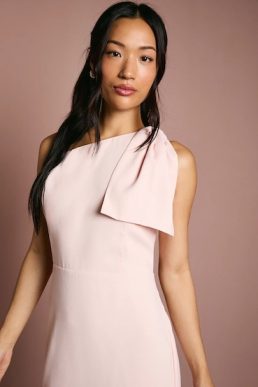 Coast Honoured Bow One Shoulder Maxi Bridesmaid Dress Blush Pink