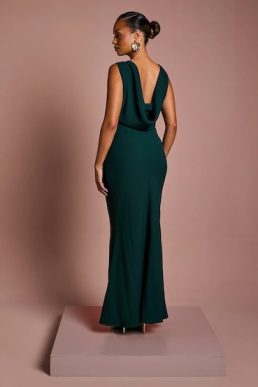 Coast Honoured Petite Sleeveless Cowl Back Maxi Bridesmaid Dress Emerald Green