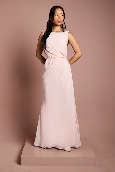 Coast Satin Lace Back Detail Maxi Bridesmaid Dress Blush Pink