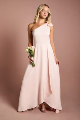 Coast Teen Coast One Shoulder Bow Bridesmaid Dress Blush Pink