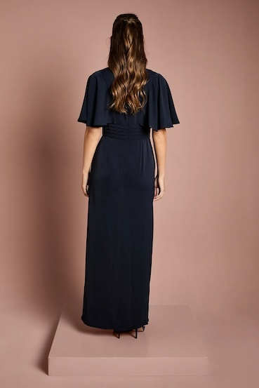 Coast V Neck Flutter Sleeve Bridesmaid Dress Navy Blue