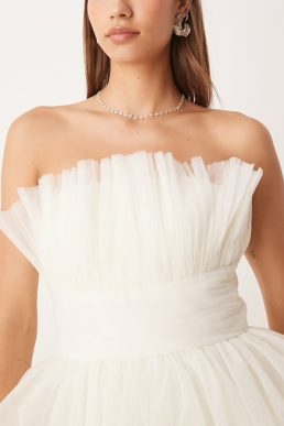 Lace & Beads ethereal layered maxi dress in ivory