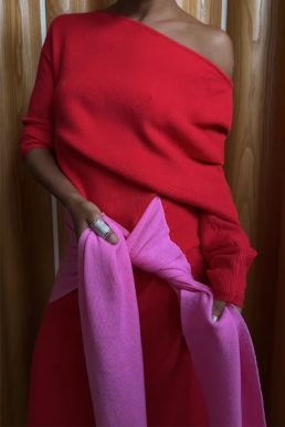 Never Fully Dressed Red and Pink Afia Midi Dress
