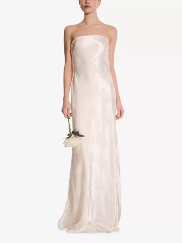 Omnes Sicily Floral-Print Satin Maxi Dress, Ivory