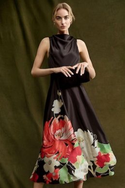 Phase Eight Cheryl Printed Midi Dress Red Black Multi