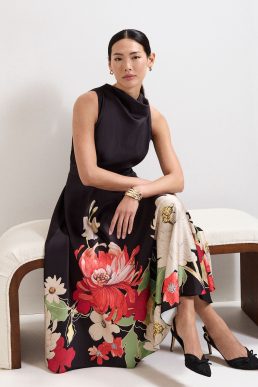 Phase Eight Cheryl Printed Midi Dress Red Black Multi