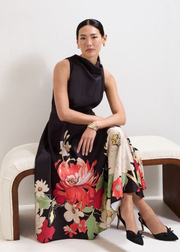 Phase Eight Cheryl Printed Midi Dress Red Black Multi