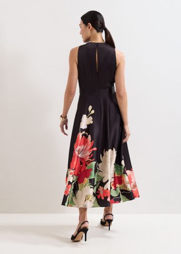 Phase Eight Cheryl Printed Midi Dress Red Black Multi