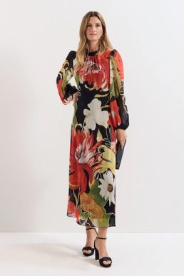 Phase Eight Eve Floral Maxi Dress, Red/Black/Multi
