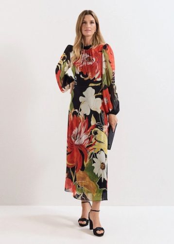Phase Eight Eve Floral Maxi Dress, Red/Black/Multi