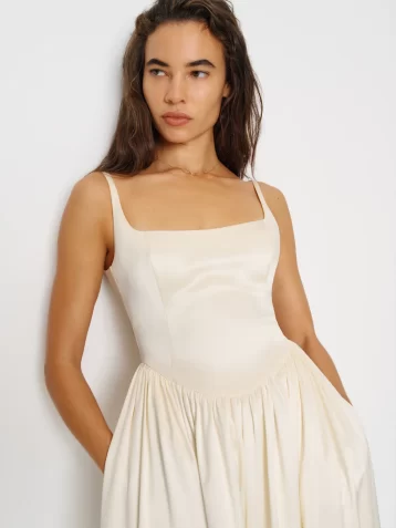 Reformation Liz Silk Wedding Bridal Maxi Dress Ivory