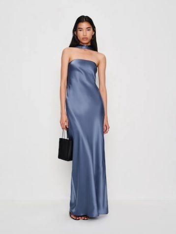 Reformation Oren Silk Dress Cornflower