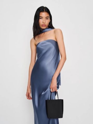 Reformation Oren Silk Dress Cornflower