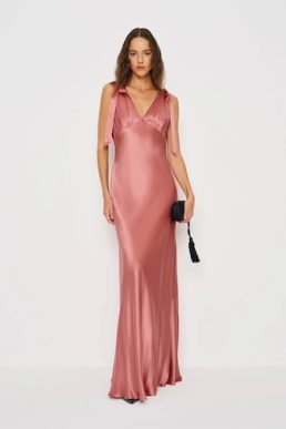 Reformation Pernille Silk Dress Dried Rose Pink