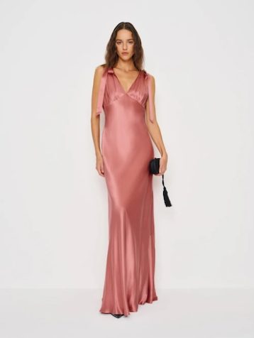 Reformation Pernille Silk Dress Dried Rose Pink