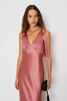Reformation Pernille Silk Dress Dried Rose Pink