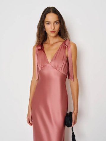Reformation Pernille Silk Dress Dried Rose Pink