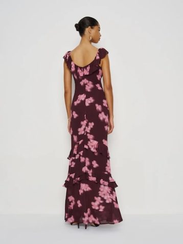 Reformation Tripoli Floral Dress Etta Burgundy Multi