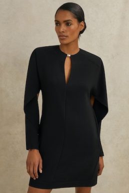 Reiss Lula Atelier Crepe Sheer-Back Mini Dress, Black