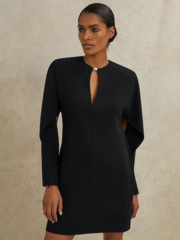 Reiss Lula Atelier Crepe Sheer-Back Mini Dress, Black