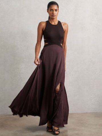 Reiss Paloma Cut-Out Racerback Maxi Dress Burgundy