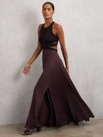 Reiss Paloma Cut-Out Racerback Maxi Dress Burgundy