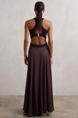 Reiss Paloma Cut-Out Racerback Maxi Dress Burgundy