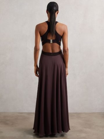 Reiss Paloma Cut-Out Racerback Maxi Dress Burgundy