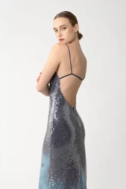 Sau Lee Melrose Sequinned Dress Blue Multi